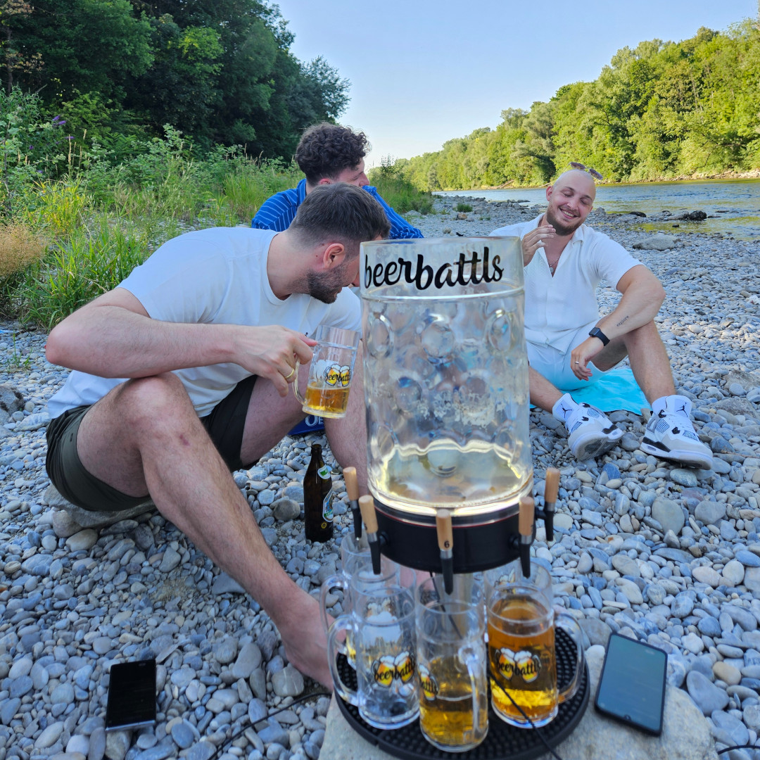 beerbattls during a live test at the Lech near Augsburg